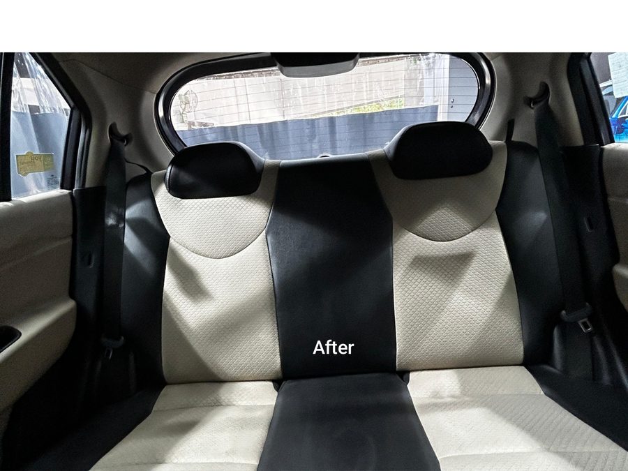 Car rear bench seat after interior restoration