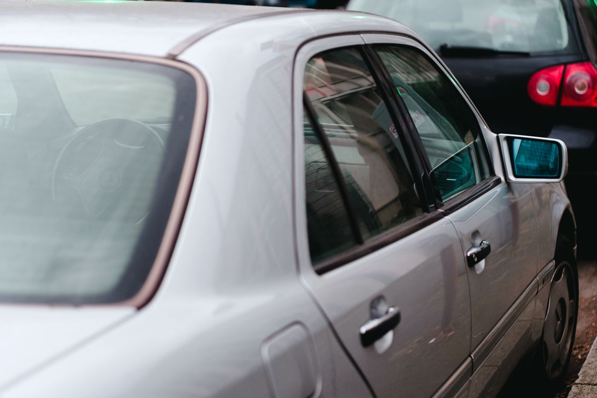 Before film installation — clear, untinted car side window